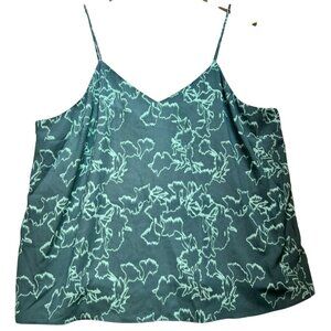 Nine West Womens Camisole Tank Top Sleeveless Size XXL Green Printed Lightweight